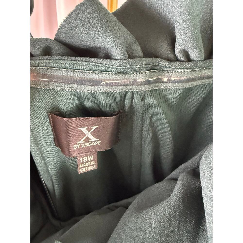 XSCAPE Plus Size Off Shoulder Ruffle Midi Dress Pine Green 18W NWT - Picture 4 of 5
